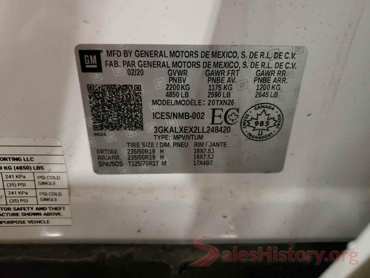 3GKALXEX2LL248420 2020 GMC TERRAIN