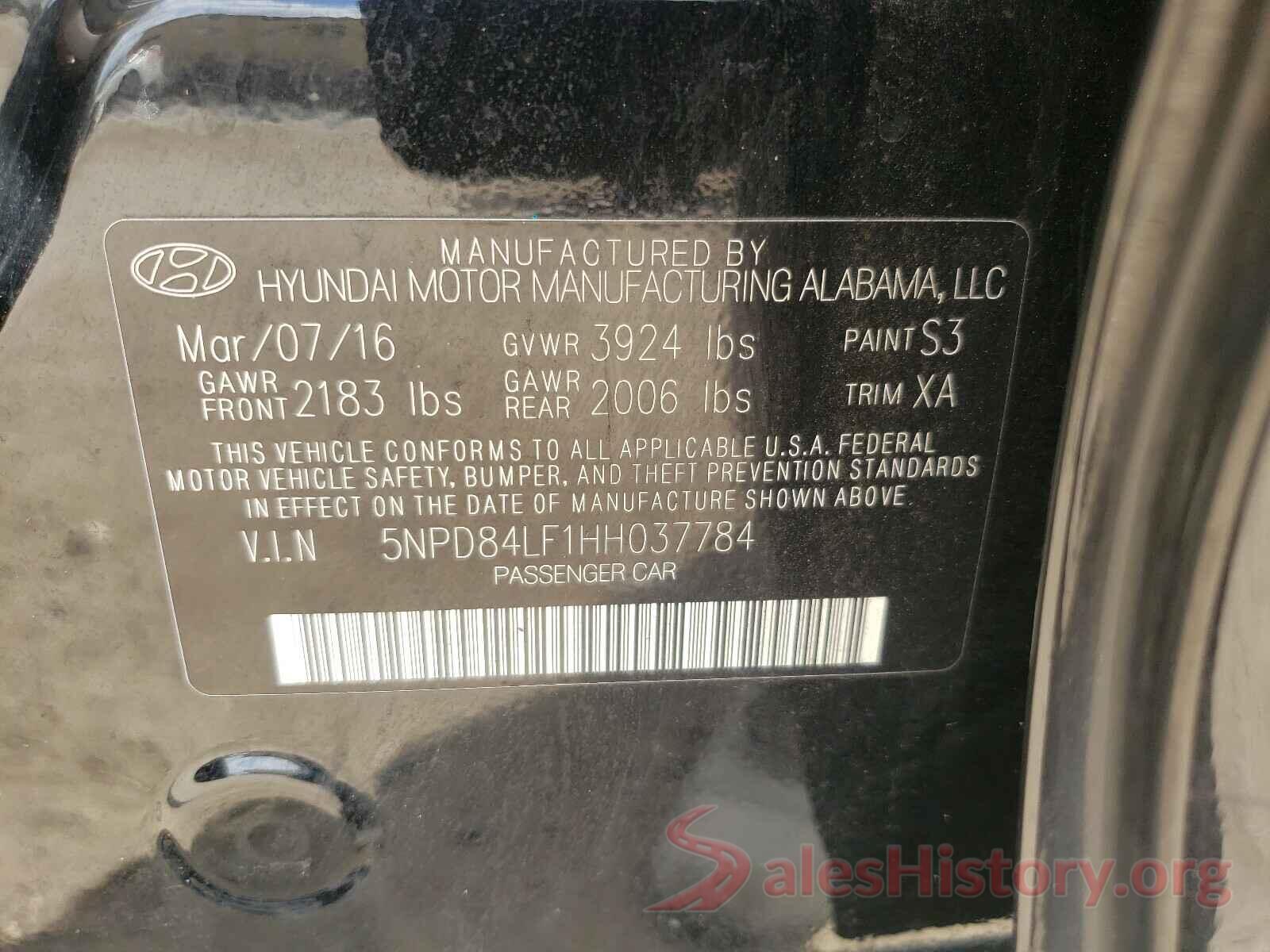 5NPD84LF1HH037784 2017 HYUNDAI ELANTRA