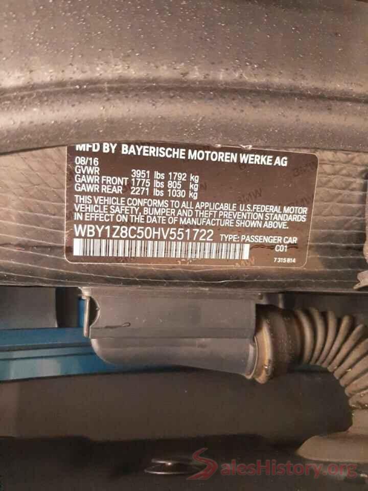 WBY1Z8C50HV551722 2017 BMW I SERIES