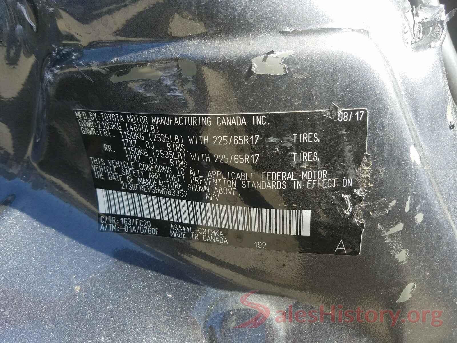 2T3RFREV5HW683352 2017 TOYOTA RAV4