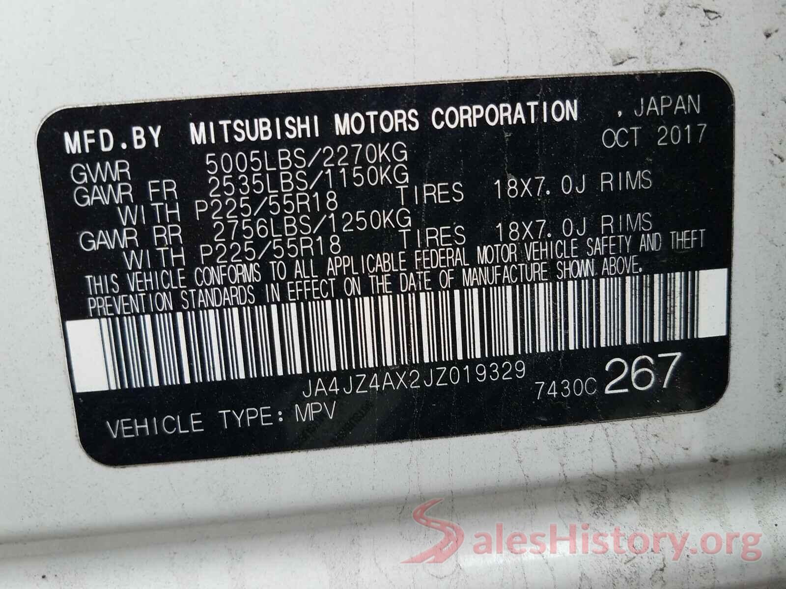 JA4JZ4AX2JZ019329 2018 MITSUBISHI OUTLANDER