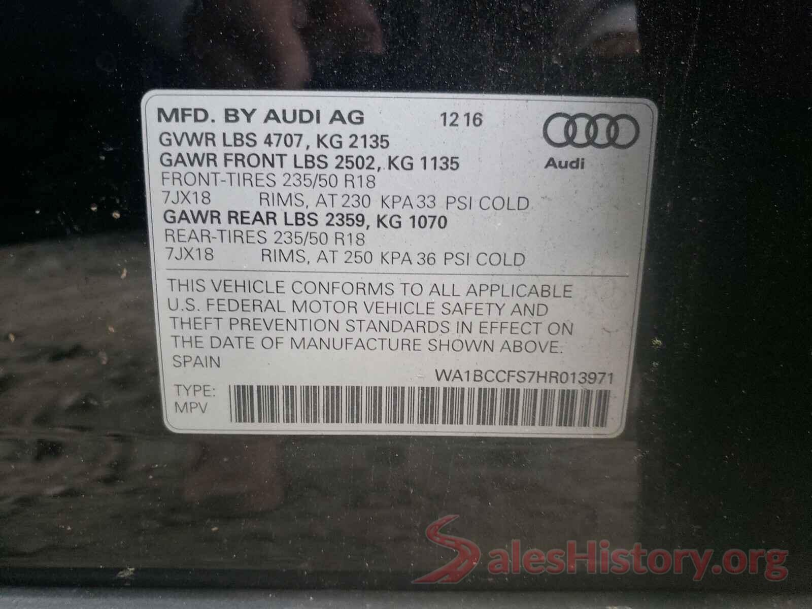 WA1BCCFS7HR013971 2017 AUDI Q3