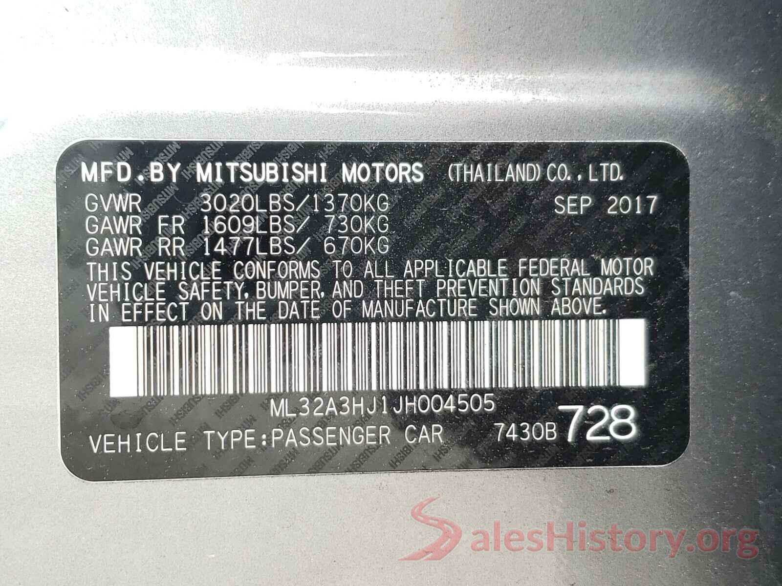 ML32A3HJ1JH004505 2018 MITSUBISHI MIRAGE