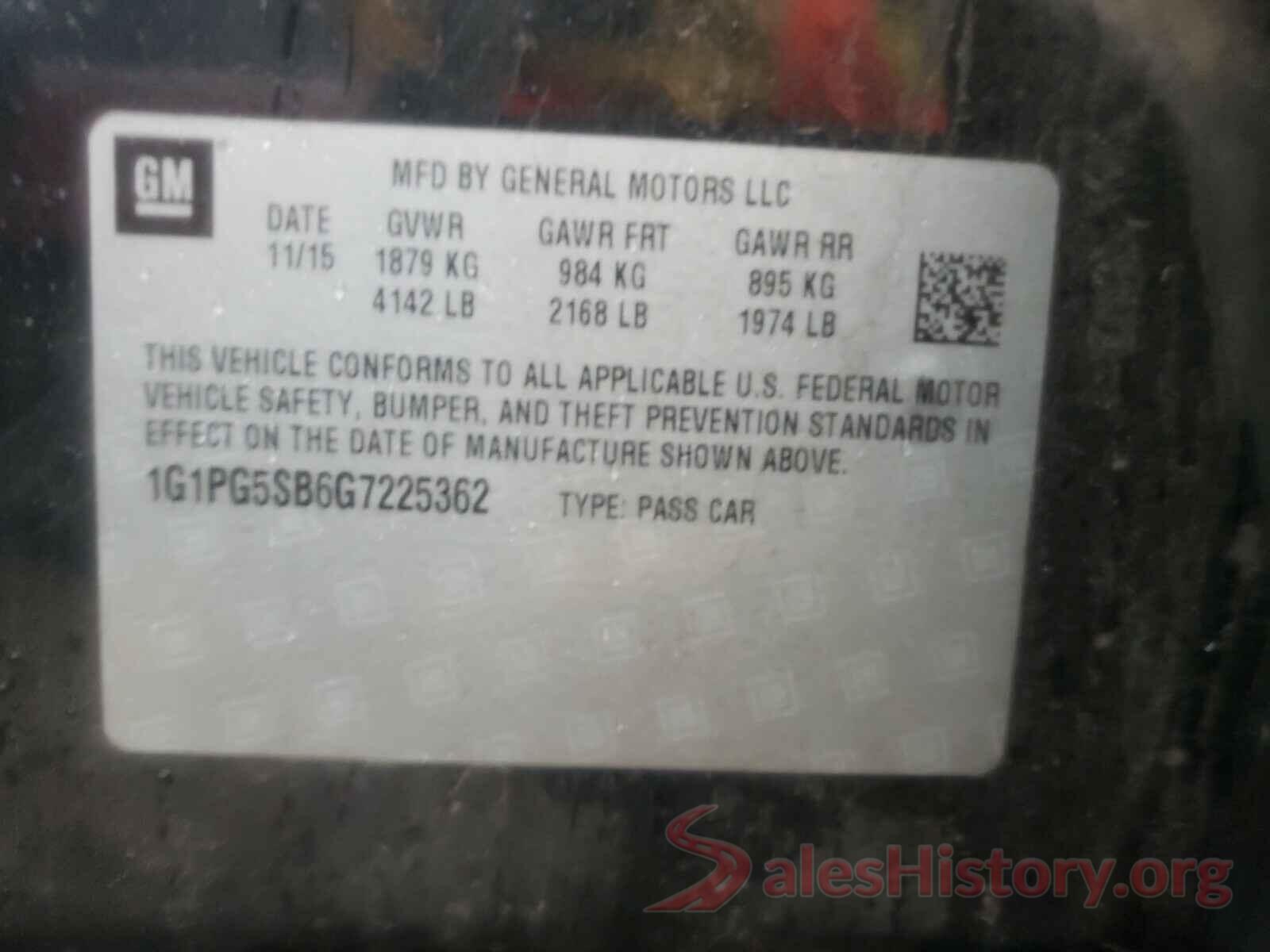 1G1PG5SB6G7225362 2016 CHEVROLET CRUZE