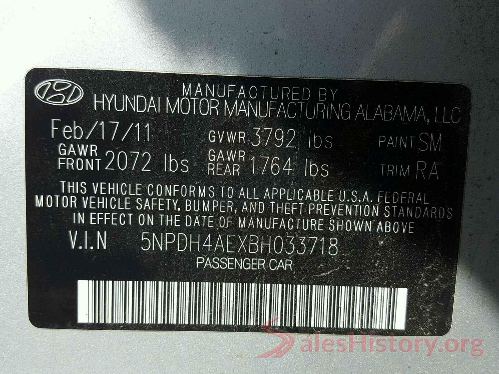 5NPDH4AEXBH033718 2011 HYUNDAI ELANTRA