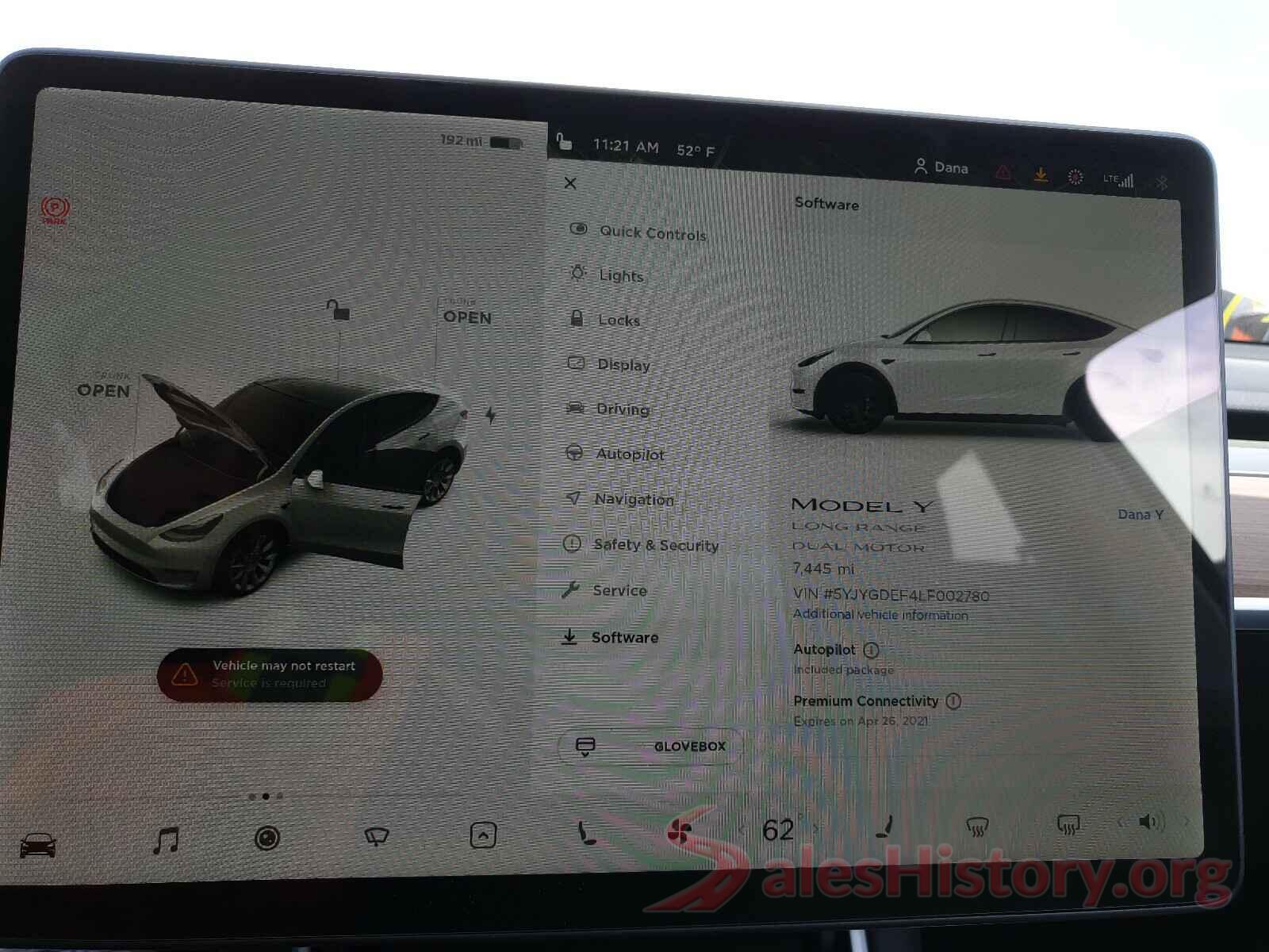 5YJYGDEF4LF002780 2020 TESLA MODEL Y