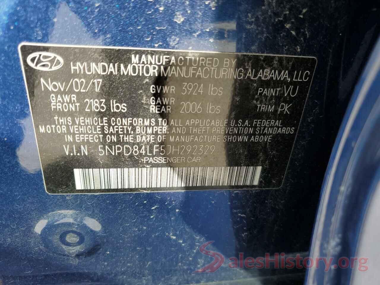 5NPD84LF5JH292329 2018 HYUNDAI ELANTRA