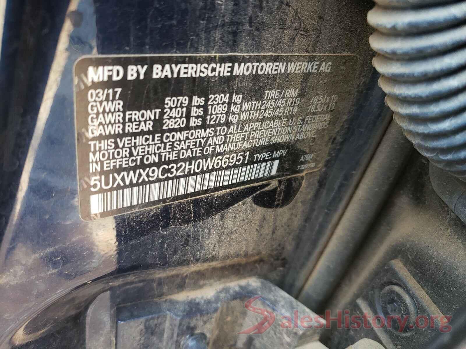 5UXWX9C32H0W66951 2017 BMW X3