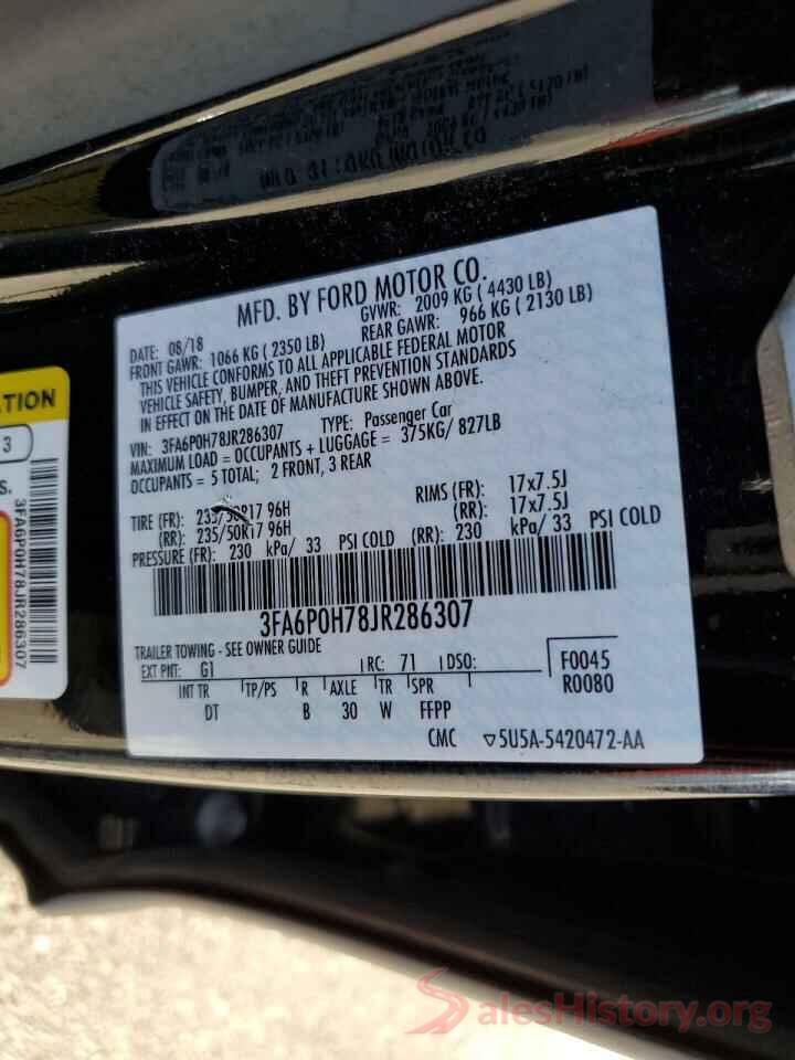 3FA6P0H78JR286307 2018 FORD FUSION