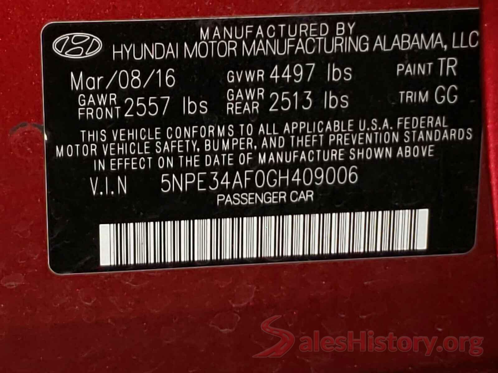 5NPE34AF0GH409006 2016 HYUNDAI SONATA