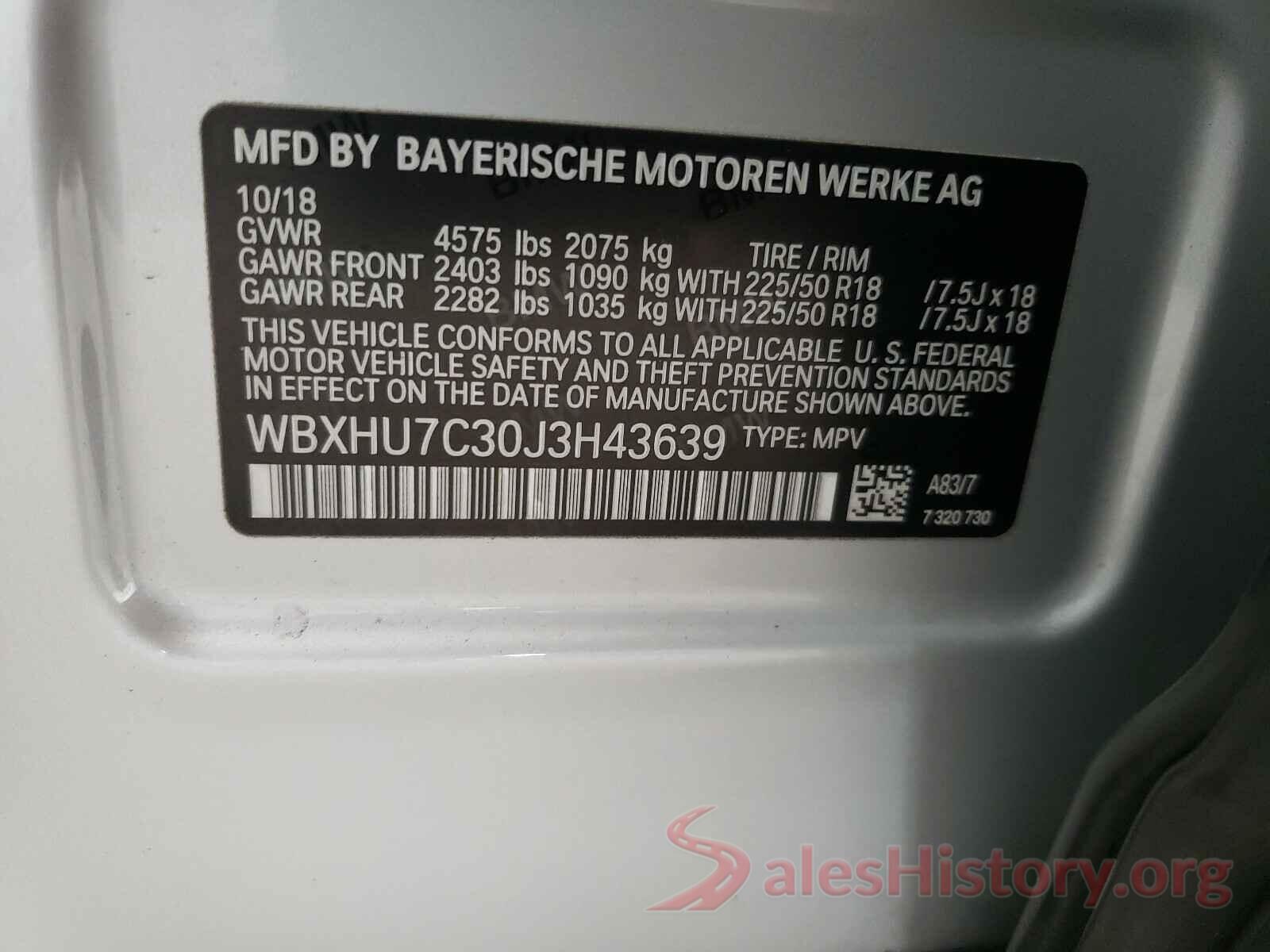 WBXHU7C30J3H43639 2018 BMW X1