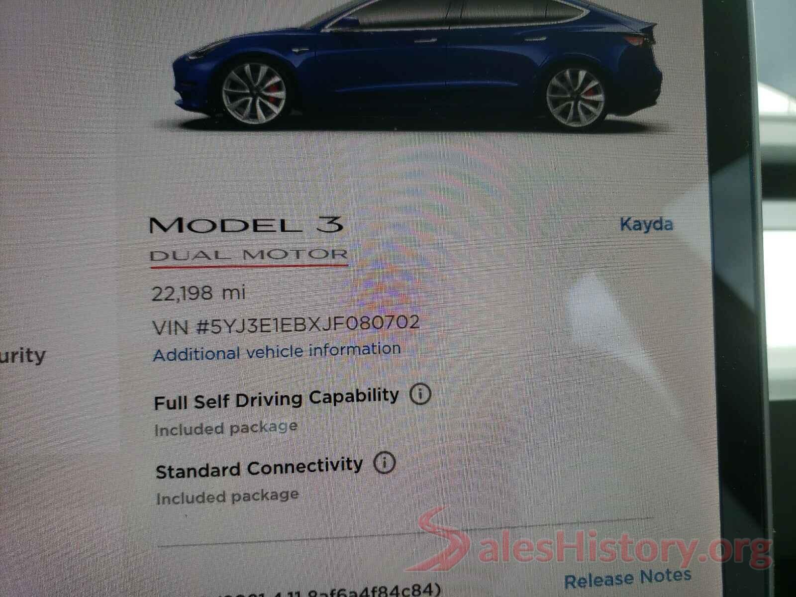 5YJ3E1EBXJF080702 2018 TESLA MODEL 3