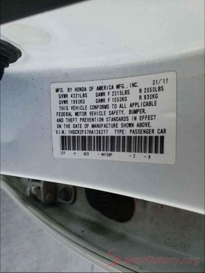 1HGCR2F57HA136277 2017 HONDA ACCORD