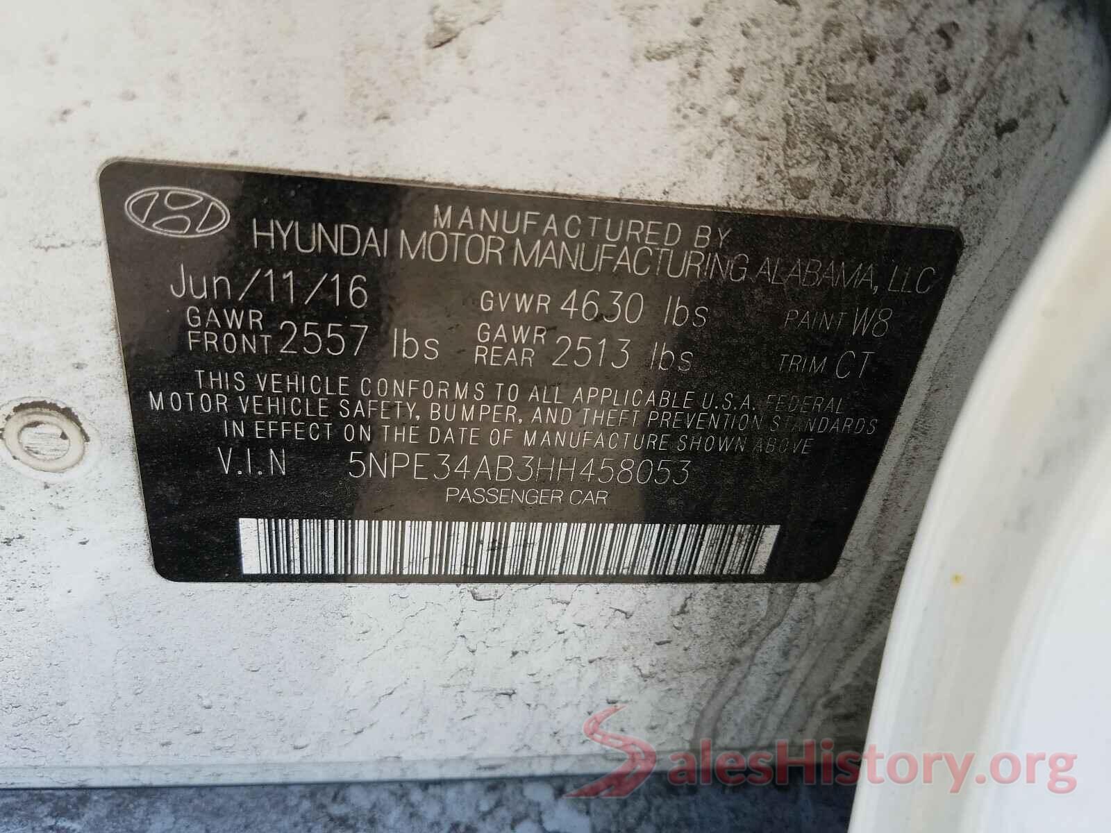 5NPE34AB3HH458053 2017 HYUNDAI SONATA