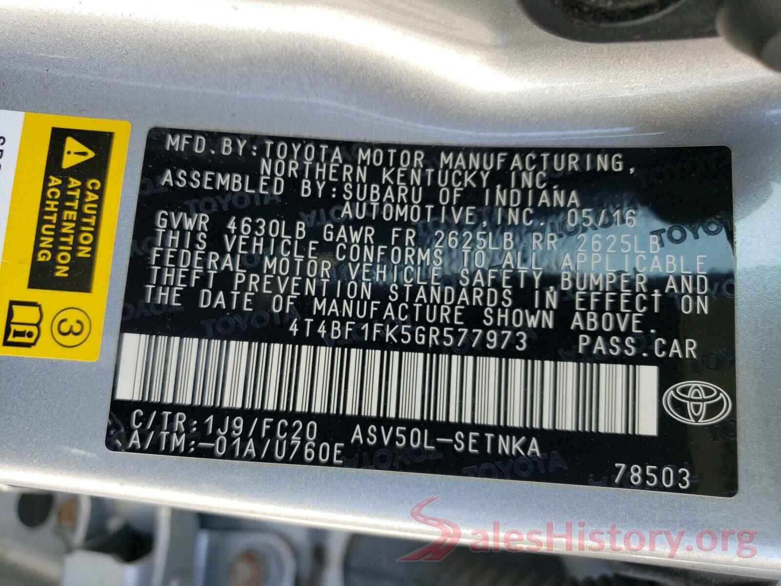 4T4BF1FK5GR577973 2016 TOYOTA CAMRY