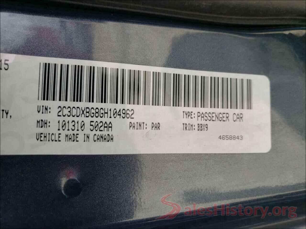 2C3CDXBG8GH104962 2016 DODGE CHARGER