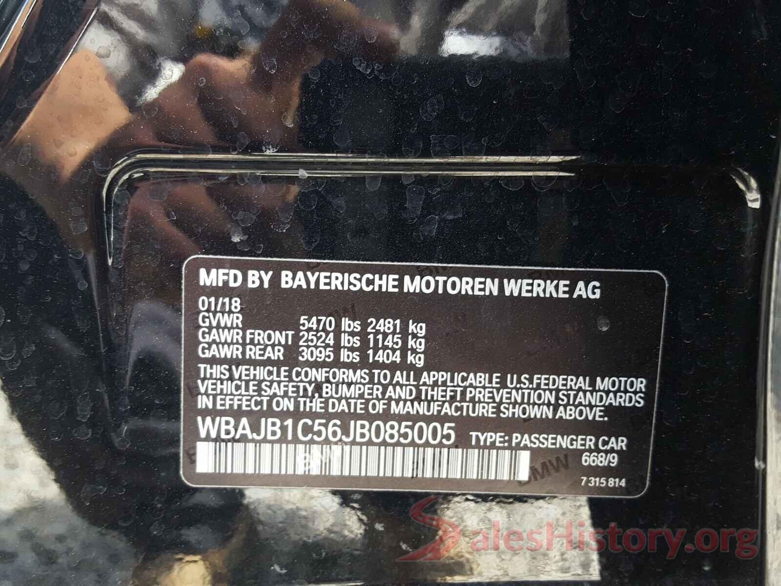 WBAJB1C56JB085005 2018 BMW 5 SERIES
