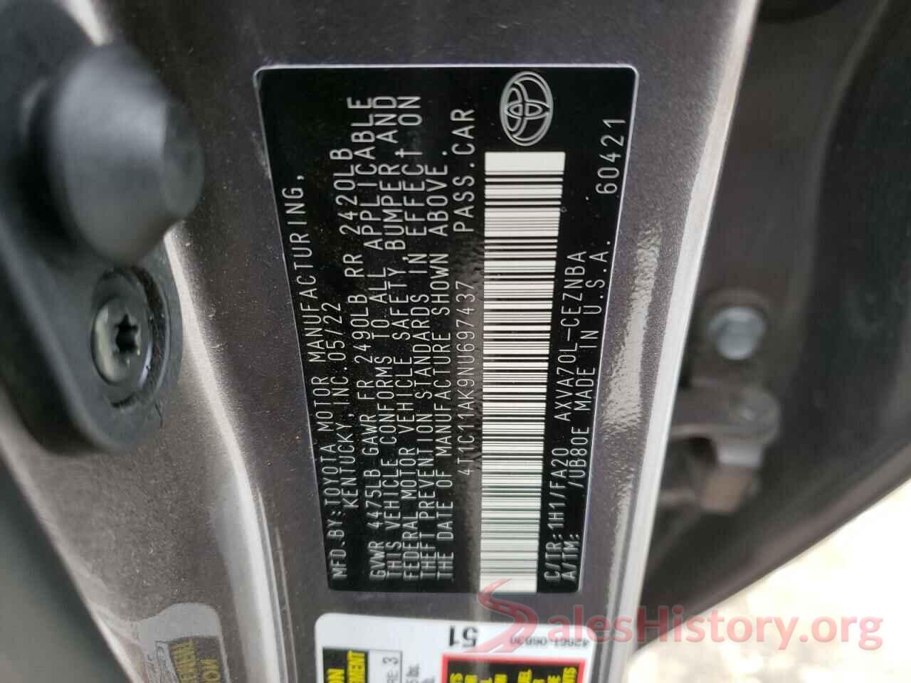 4T1C11AK9NU697437 2022 TOYOTA CAMRY