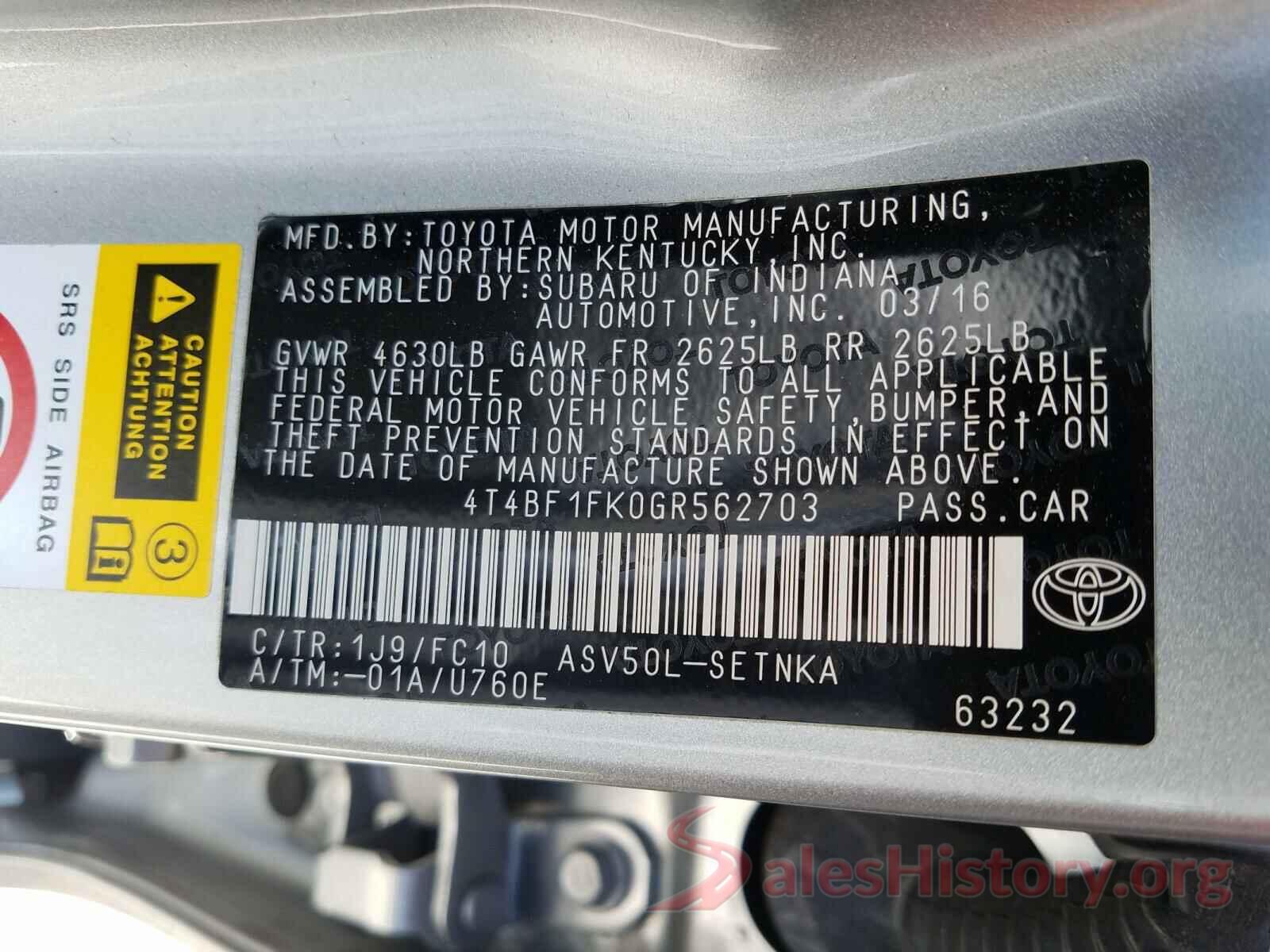 4T4BF1FK0GR562703 2016 TOYOTA CAMRY