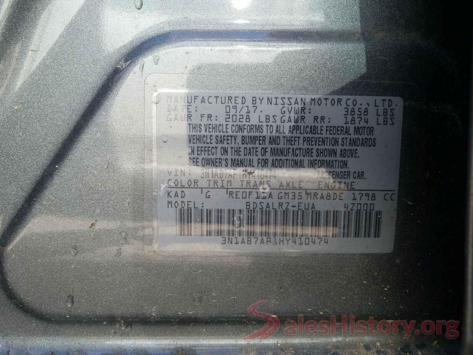 3N1AB7AP1HY410474 2017 NISSAN SENTRA