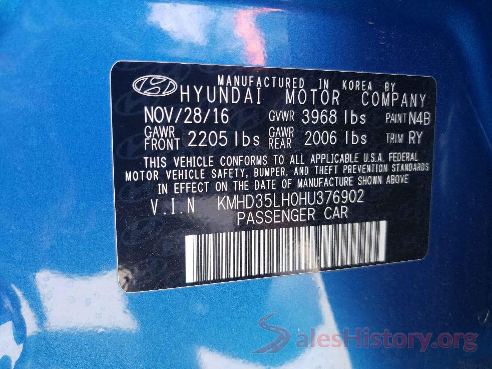 KMHD35LH0HU376902 2017 HYUNDAI ELANTRA