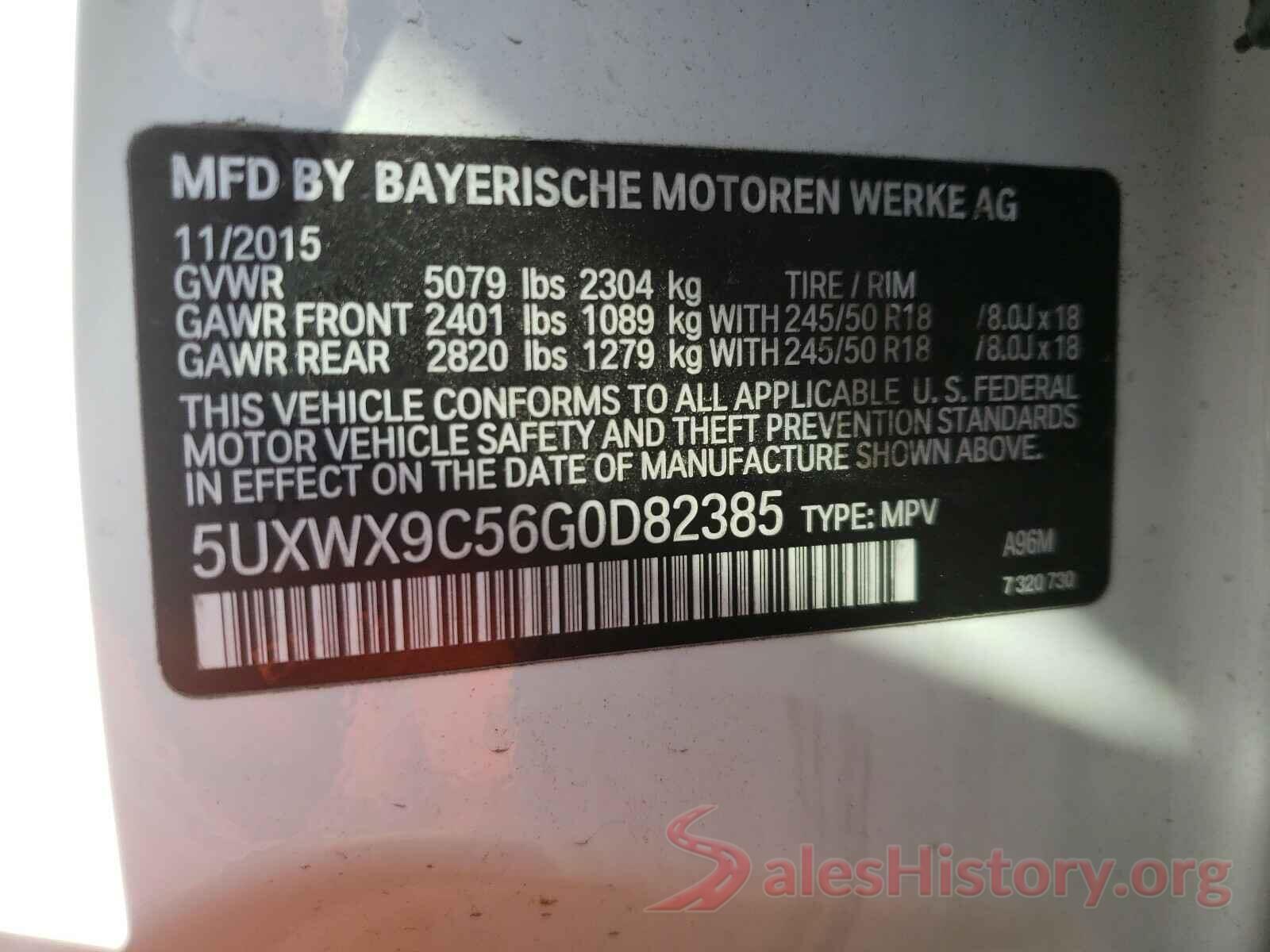 5UXWX9C56G0D82385 2016 BMW X3