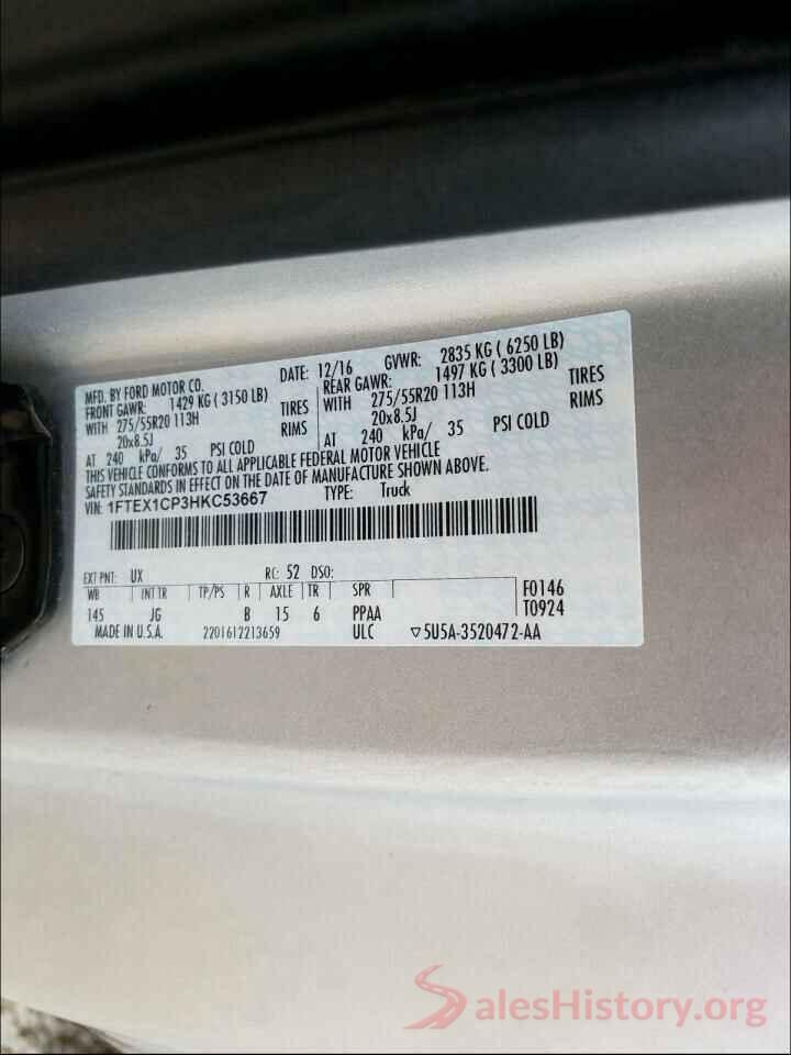 1FTEX1CP3HKC53667 2017 FORD F150