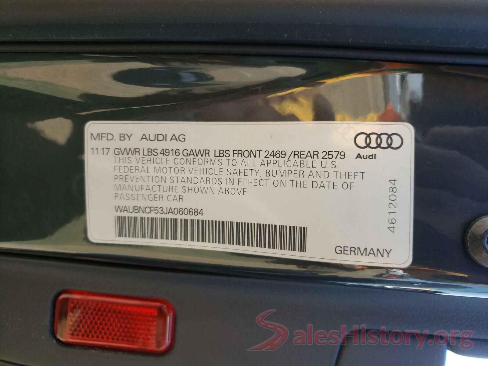 WAUBNCF53JA060684 2018 AUDI A5