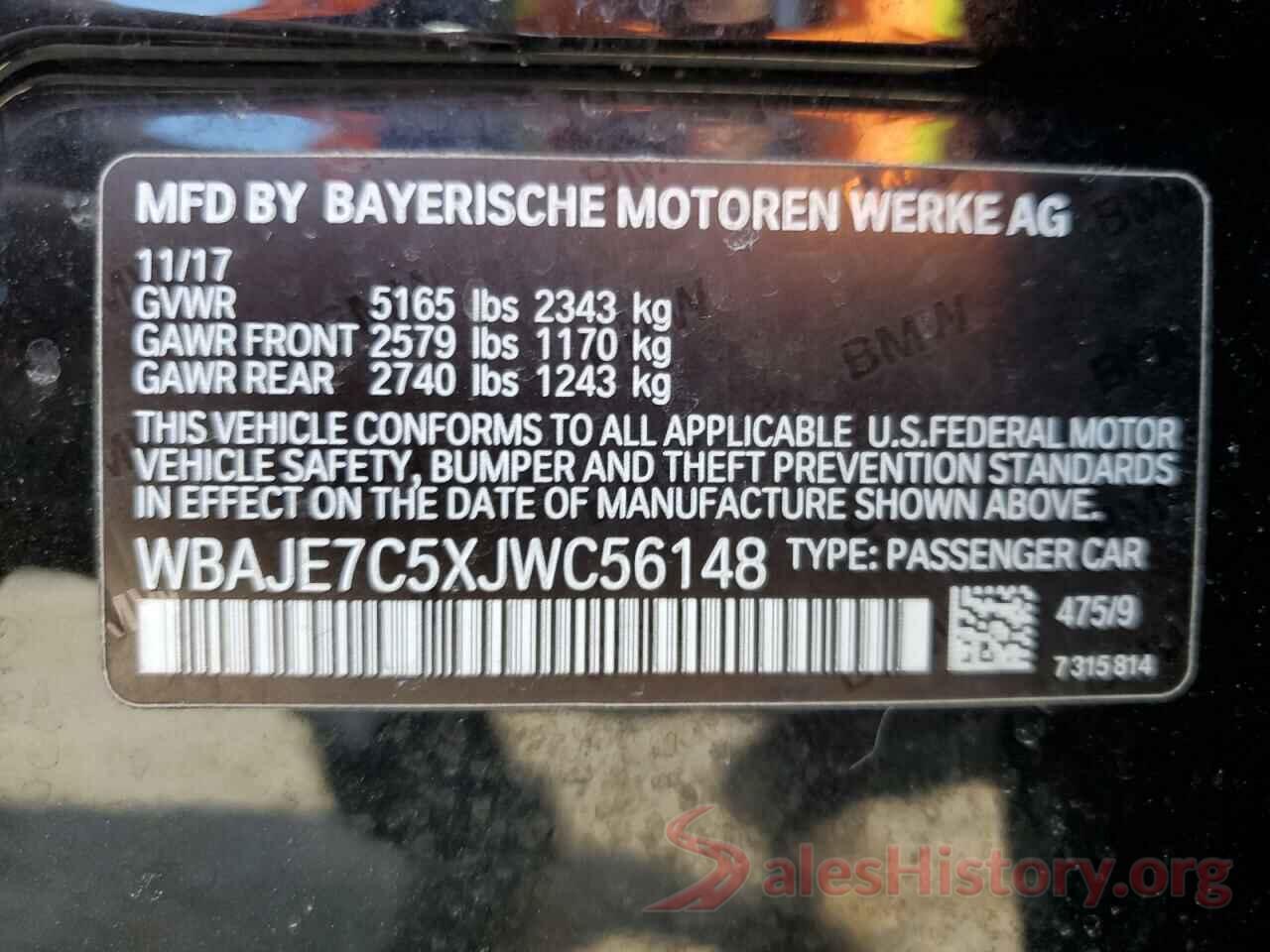 WBAJE7C5XJWC56148 2018 BMW 5 SERIES