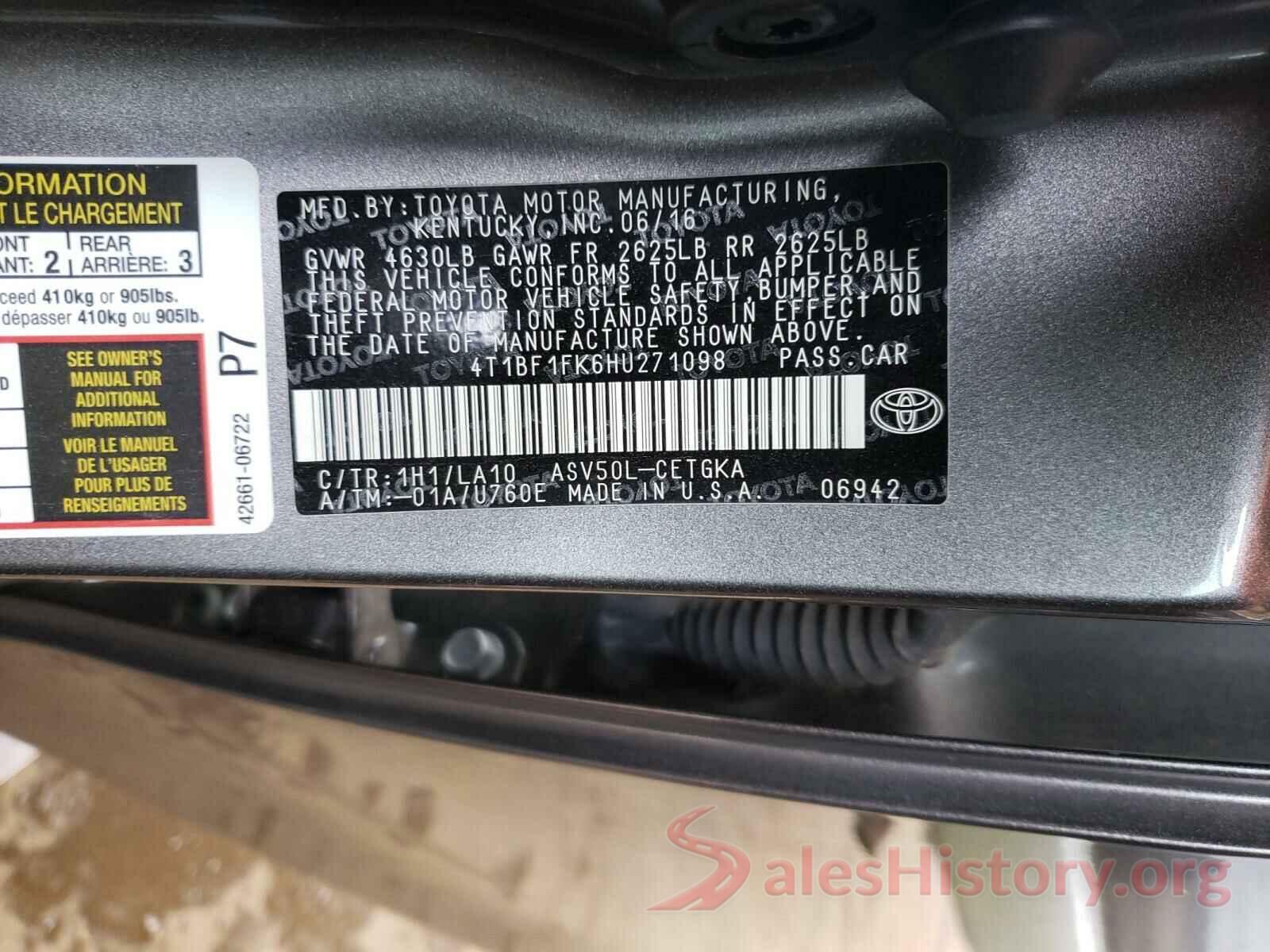 4T1BF1FK6HU271098 2017 TOYOTA CAMRY