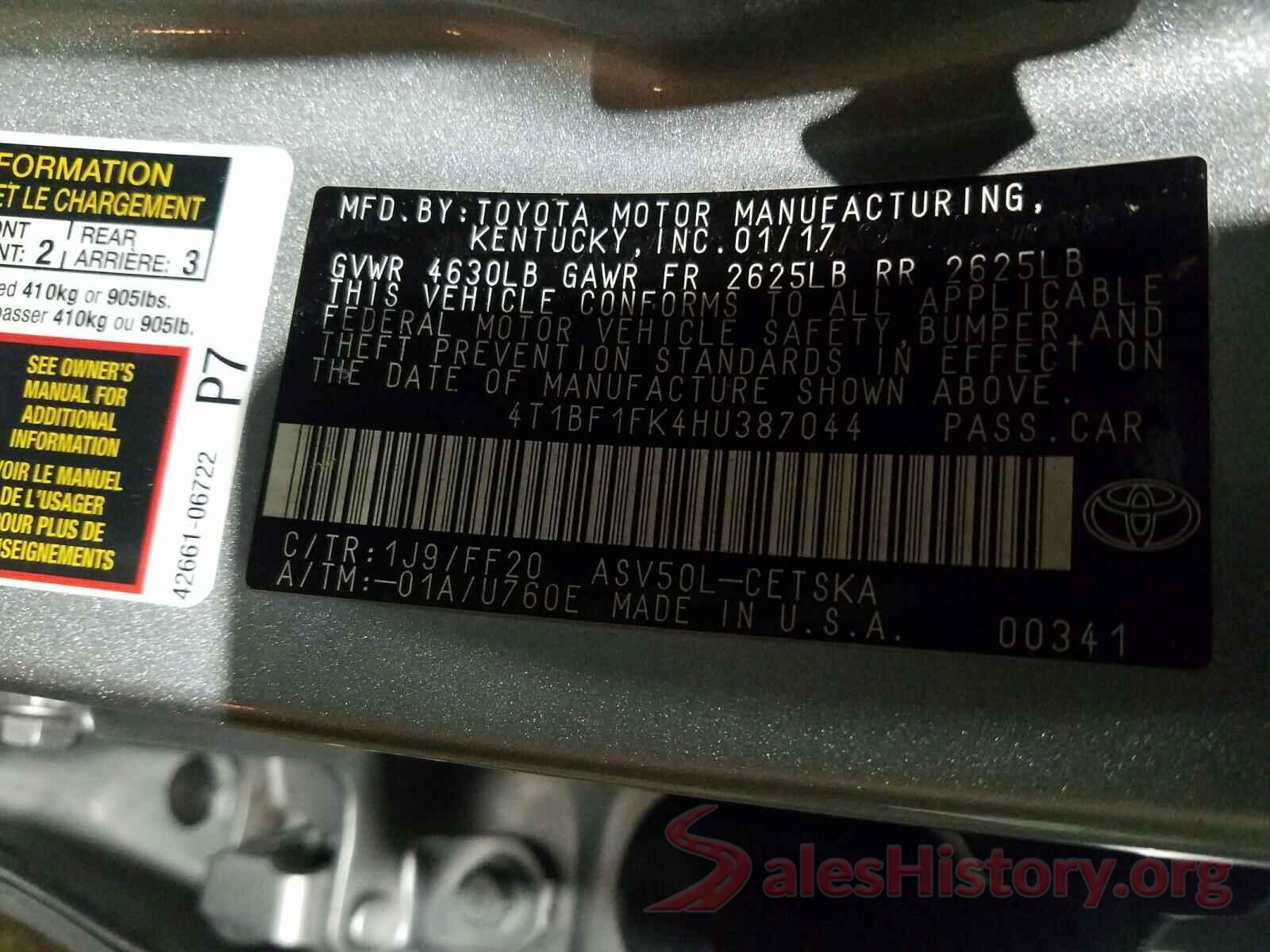 4T1BF1FK4HU387044 2017 TOYOTA CAMRY