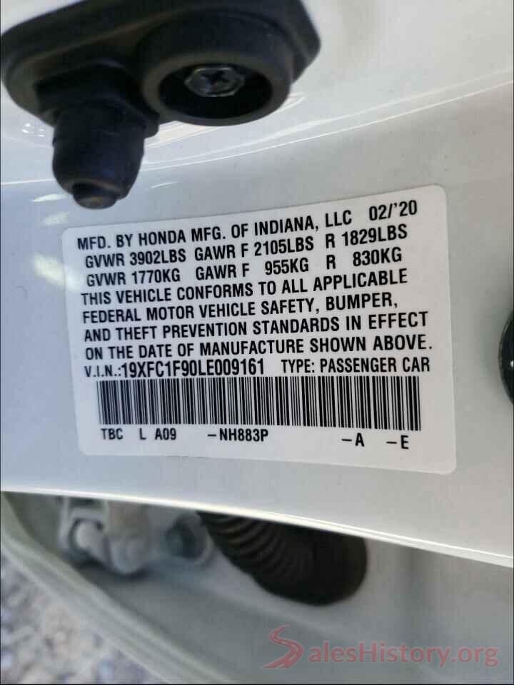 19XFC1F90LE009161 2020 HONDA CIVIC