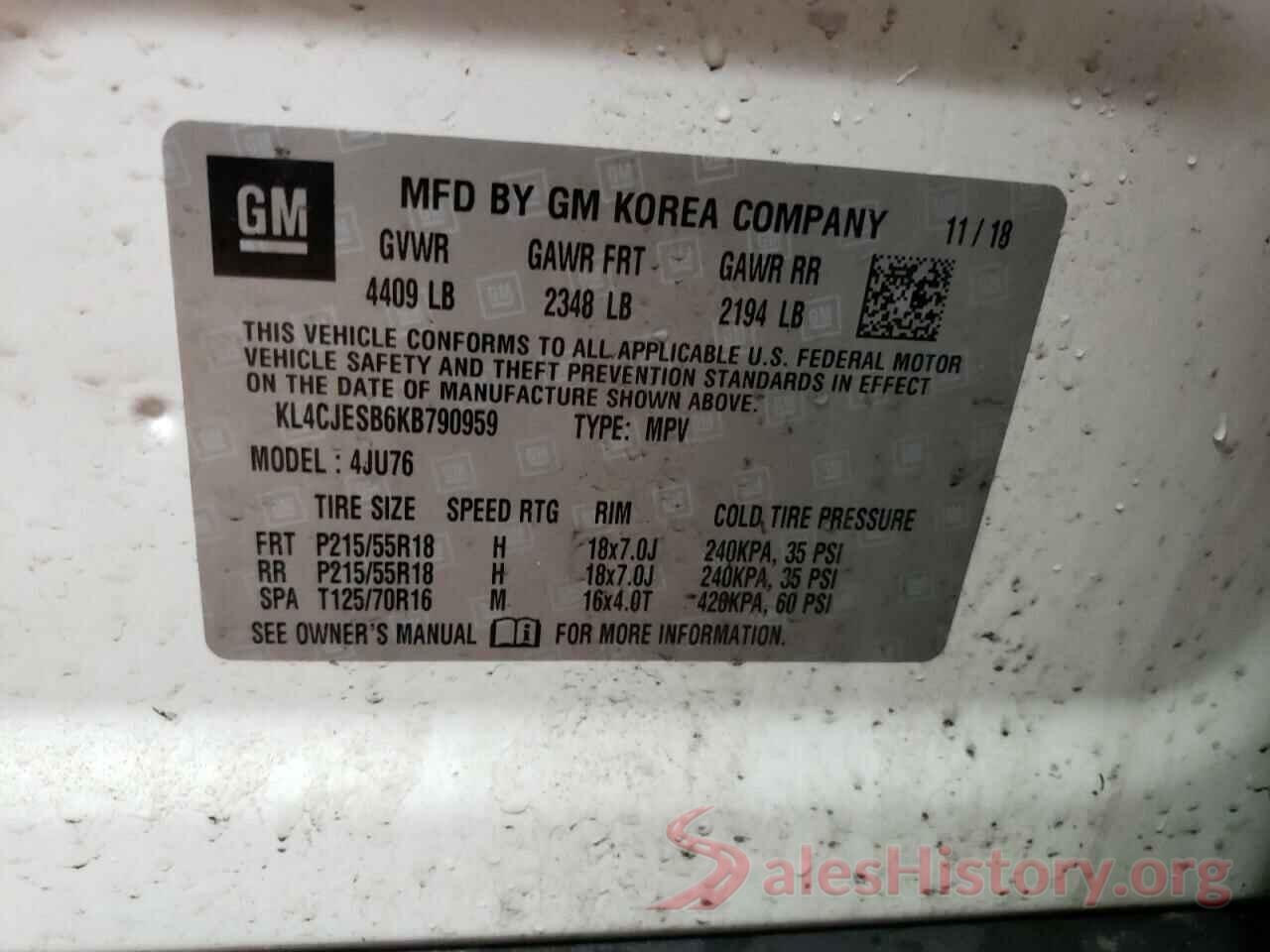 KL4CJESB6KB790959 2019 BUICK ENCORE