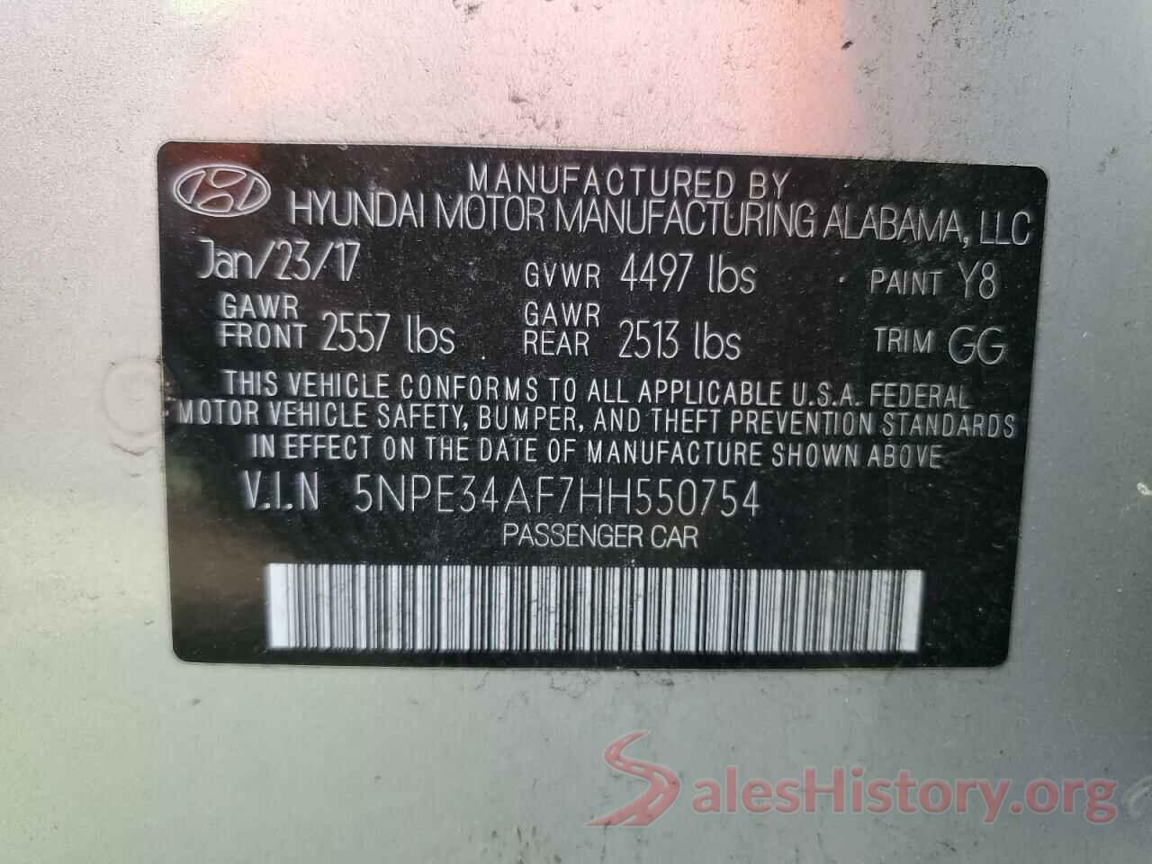 5NPE34AF7HH550754 2017 HYUNDAI SONATA