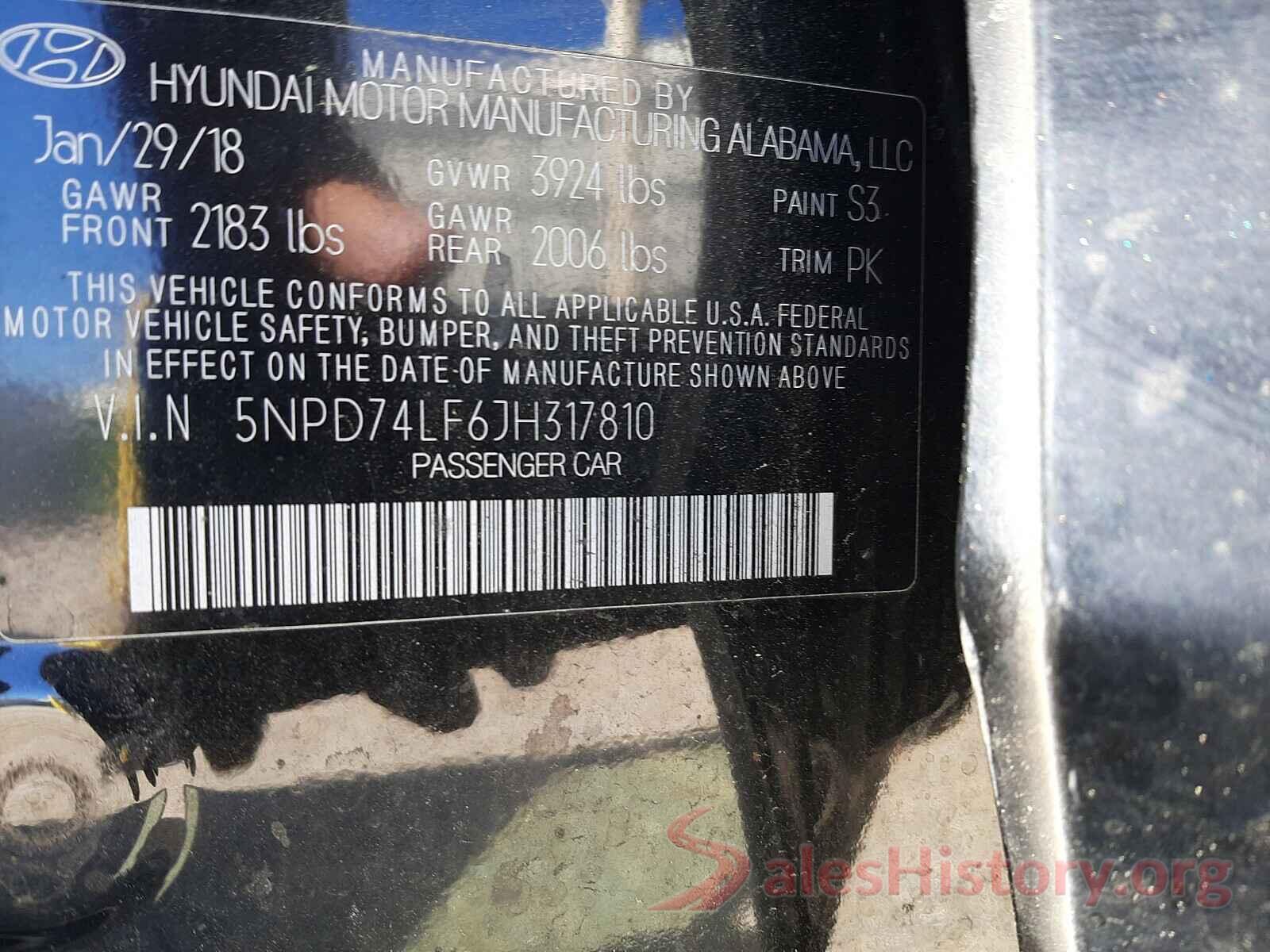 5NPD74LF6JH317810 2018 HYUNDAI ELANTRA