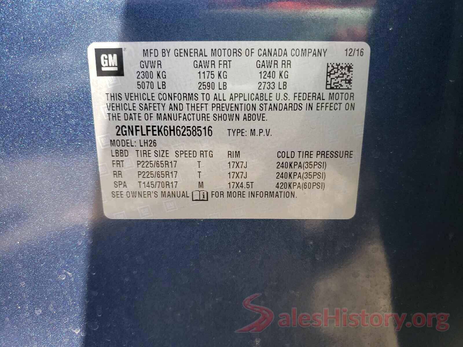 2GNFLFEK6H6258516 2017 CHEVROLET EQUINOX