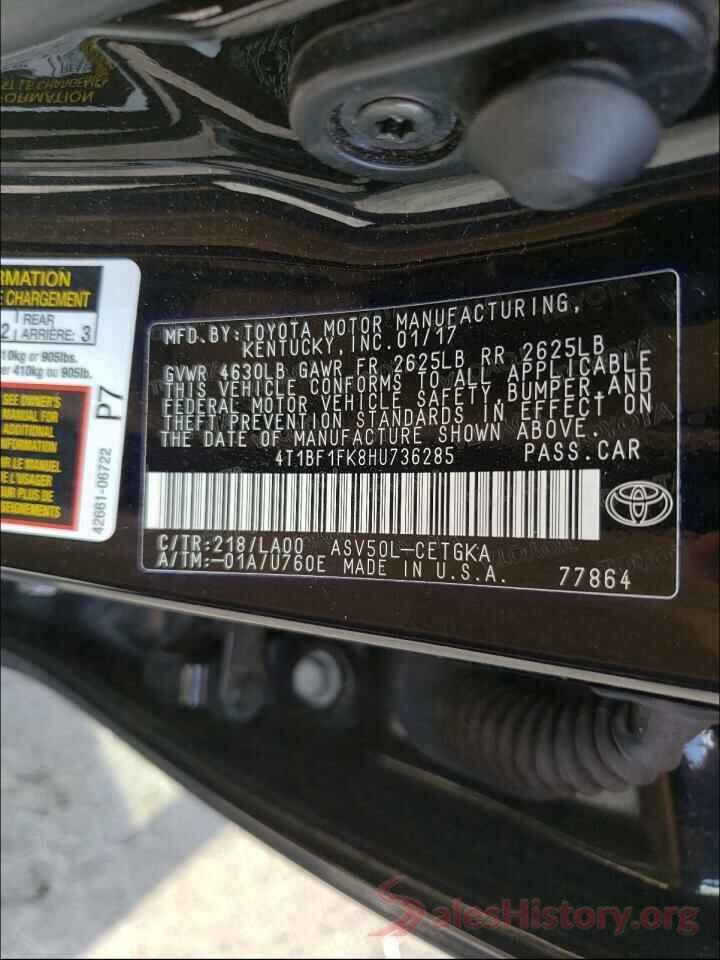 4T1BF1FK8HU736285 2017 TOYOTA CAMRY