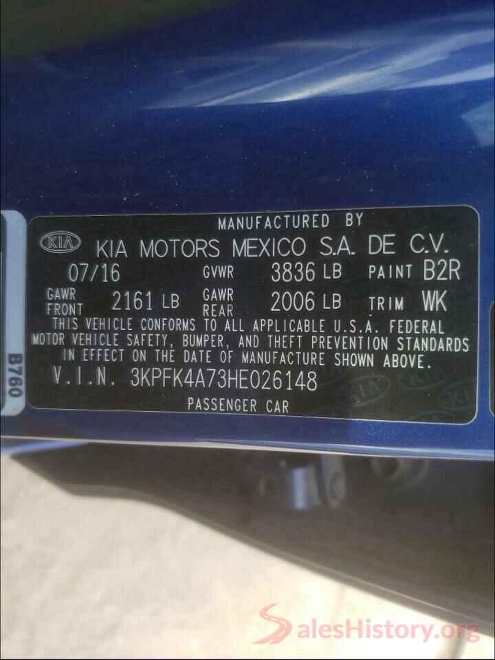 3KPFK4A73HE026148 2017 KIA FORTE