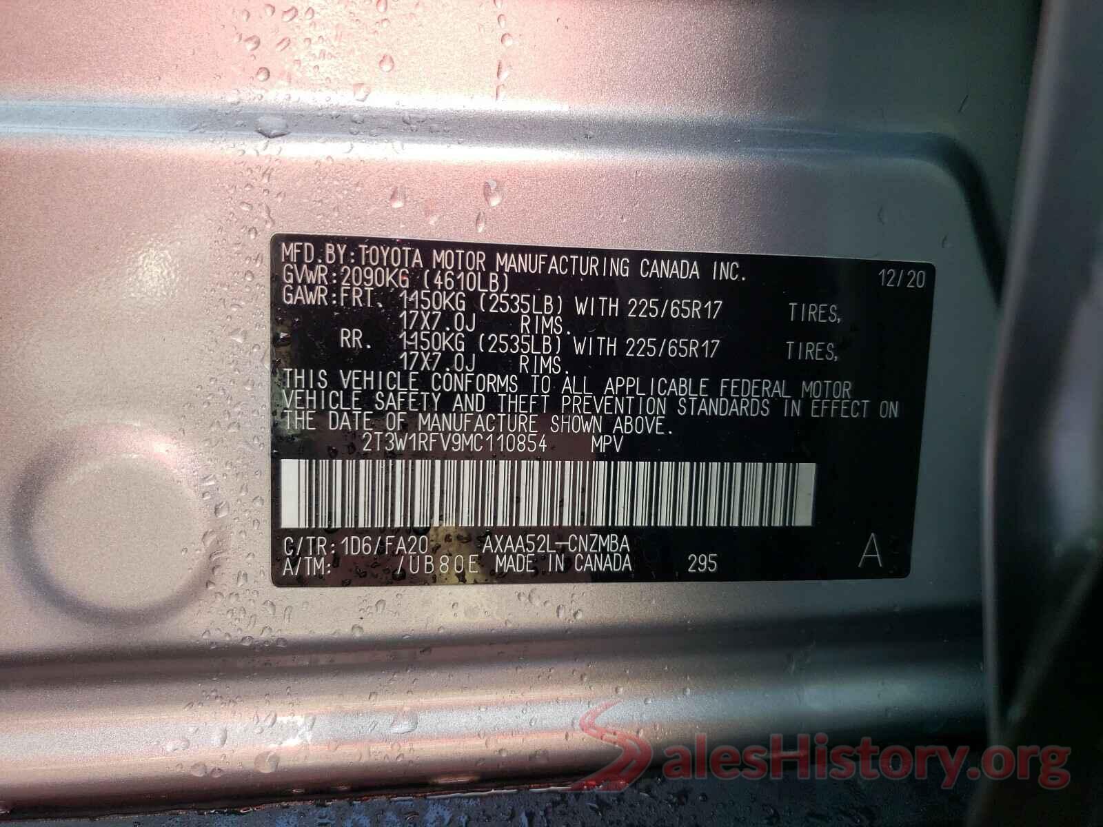 2T3W1RFV9MC110854 2021 TOYOTA RAV4