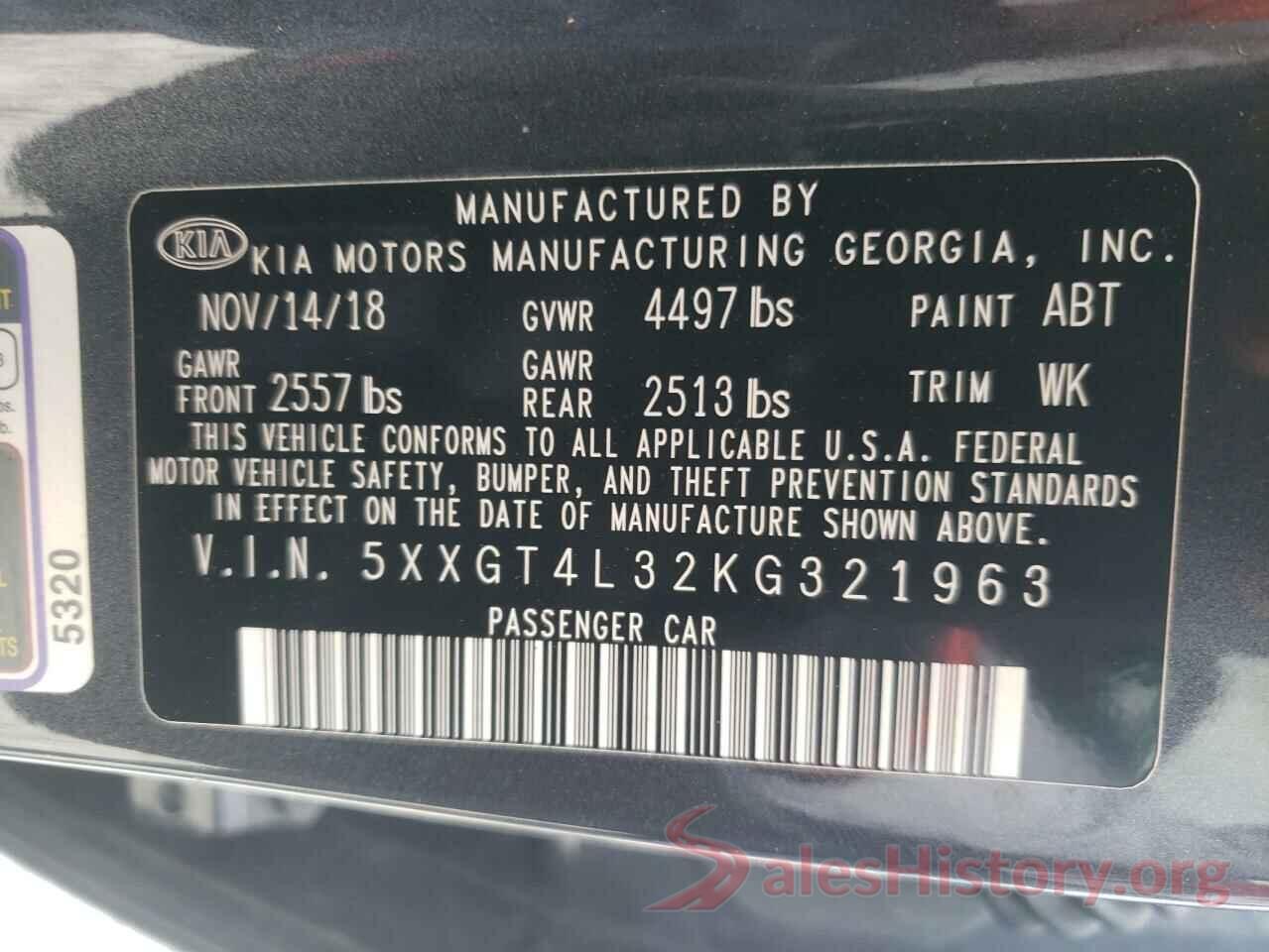 5XXGT4L32KG321963 2019 KIA OPTIMA