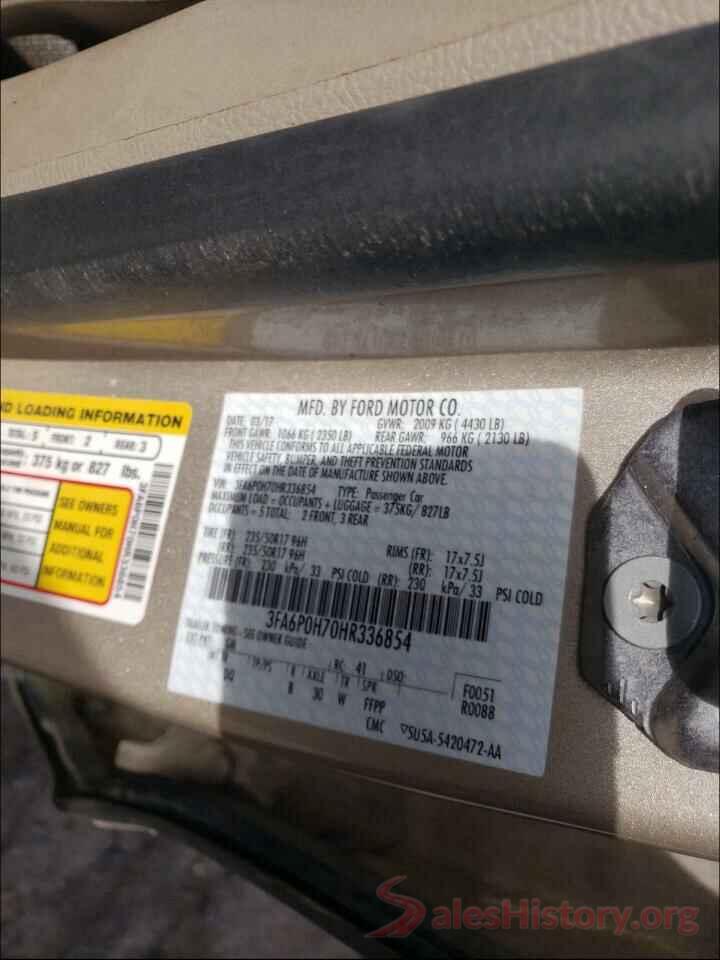 3FA6P0H70HR336854 2017 FORD FUSION