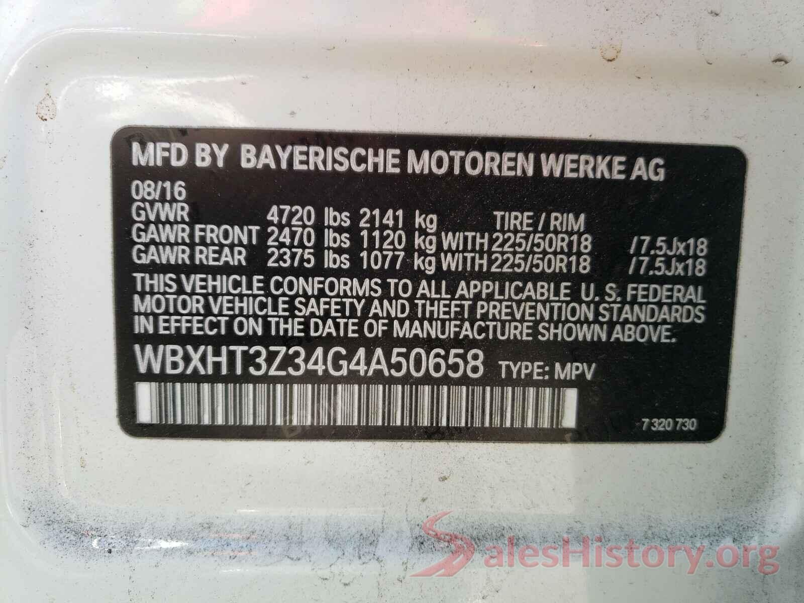 WBXHT3Z34G4A50658 2016 BMW X1