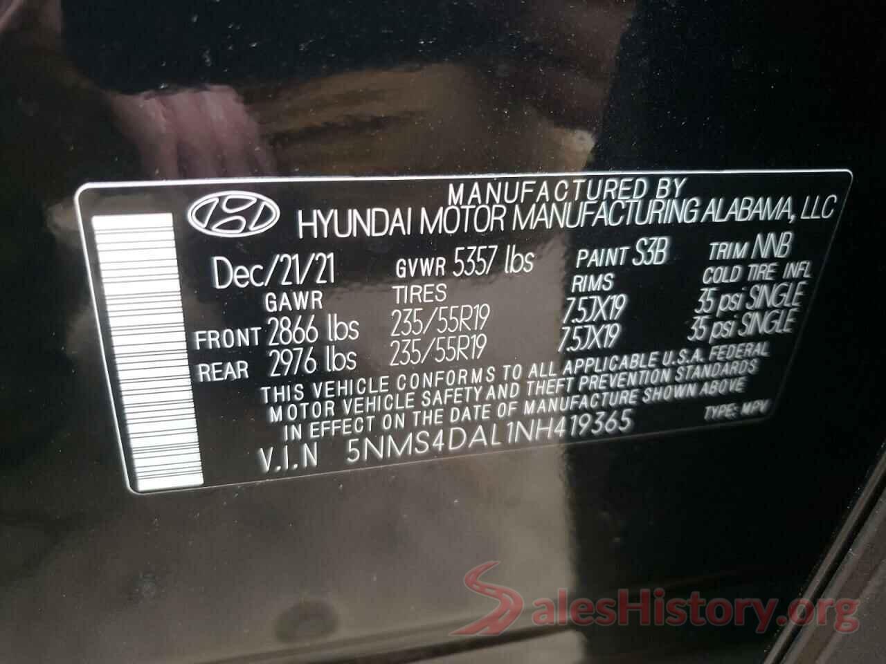 5NMS4DAL1NH419365 2022 HYUNDAI SANTA FE