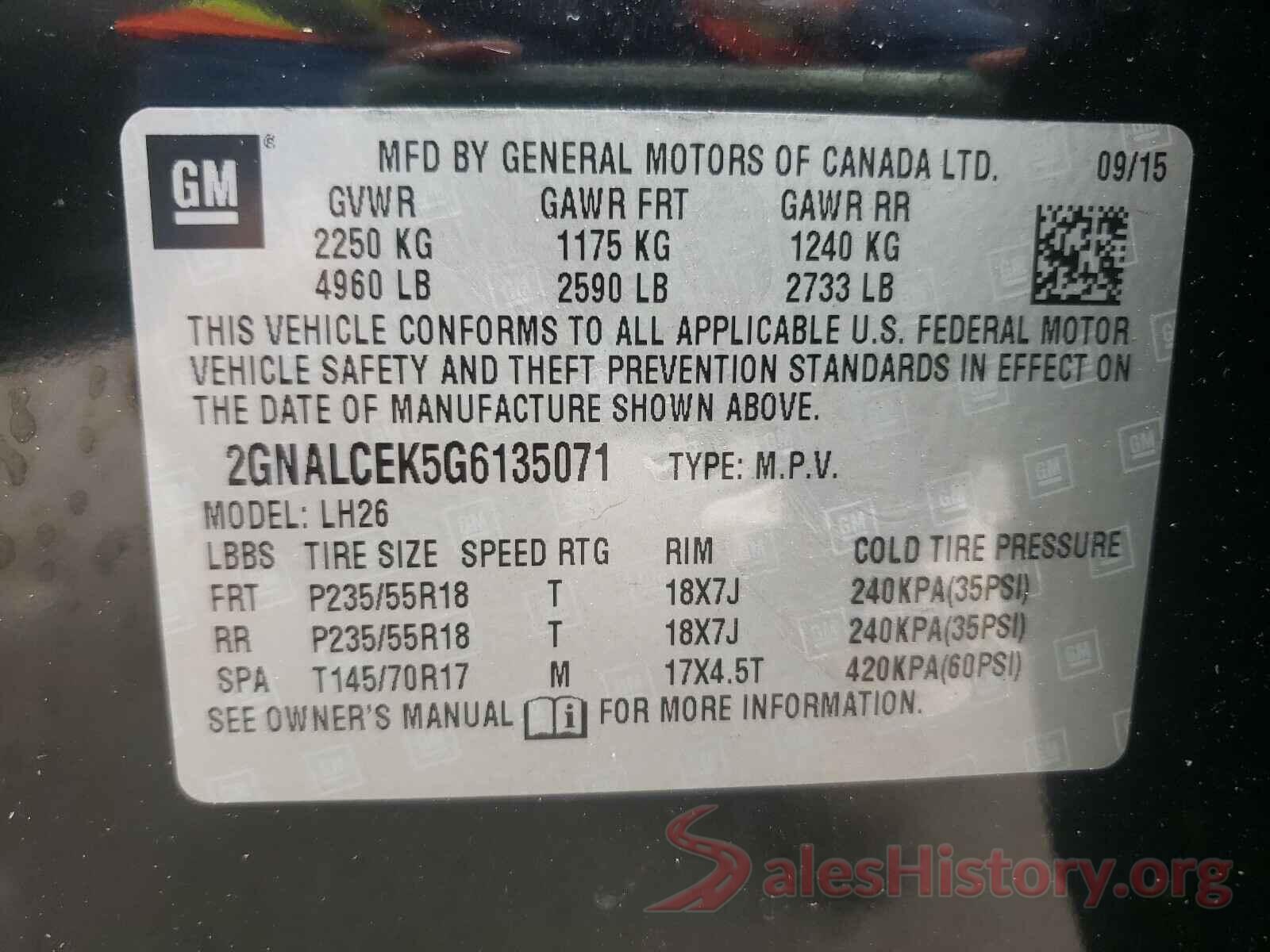 2GNALCEK5G6135071 2016 CHEVROLET EQUINOX