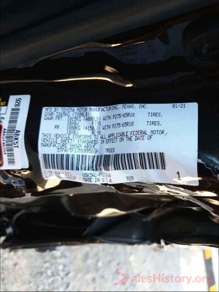 5TFAY5F17MX995089 2021 TOYOTA TUNDRA