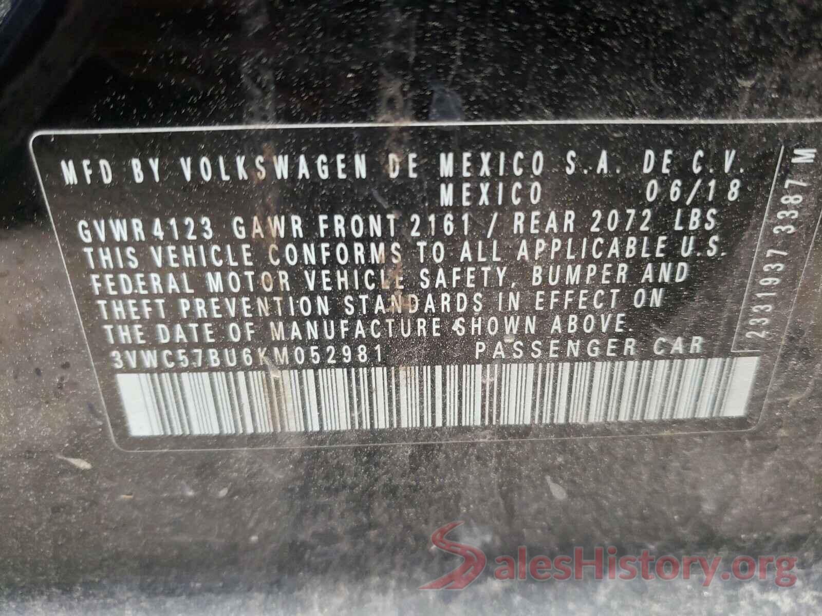 3VWC57BU6KM052981 2019 VOLKSWAGEN JETTA