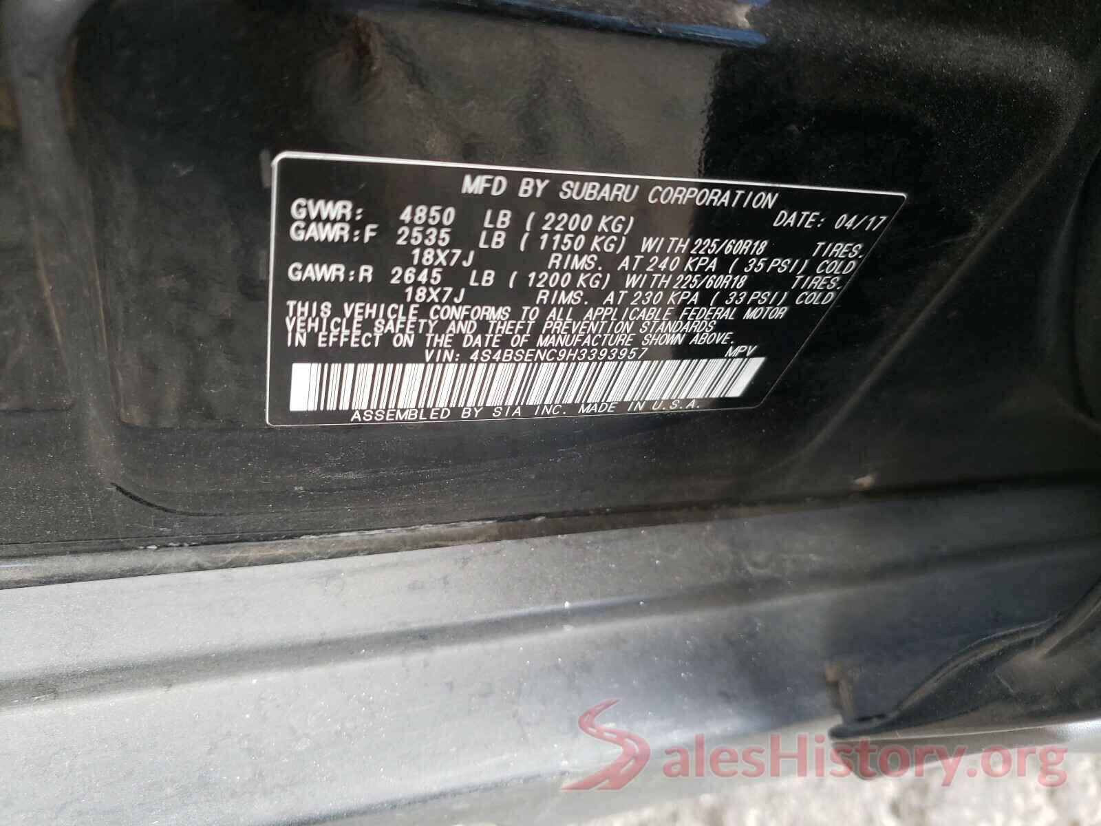 4S4BSENC9H3393957 2017 SUBARU OUTBACK