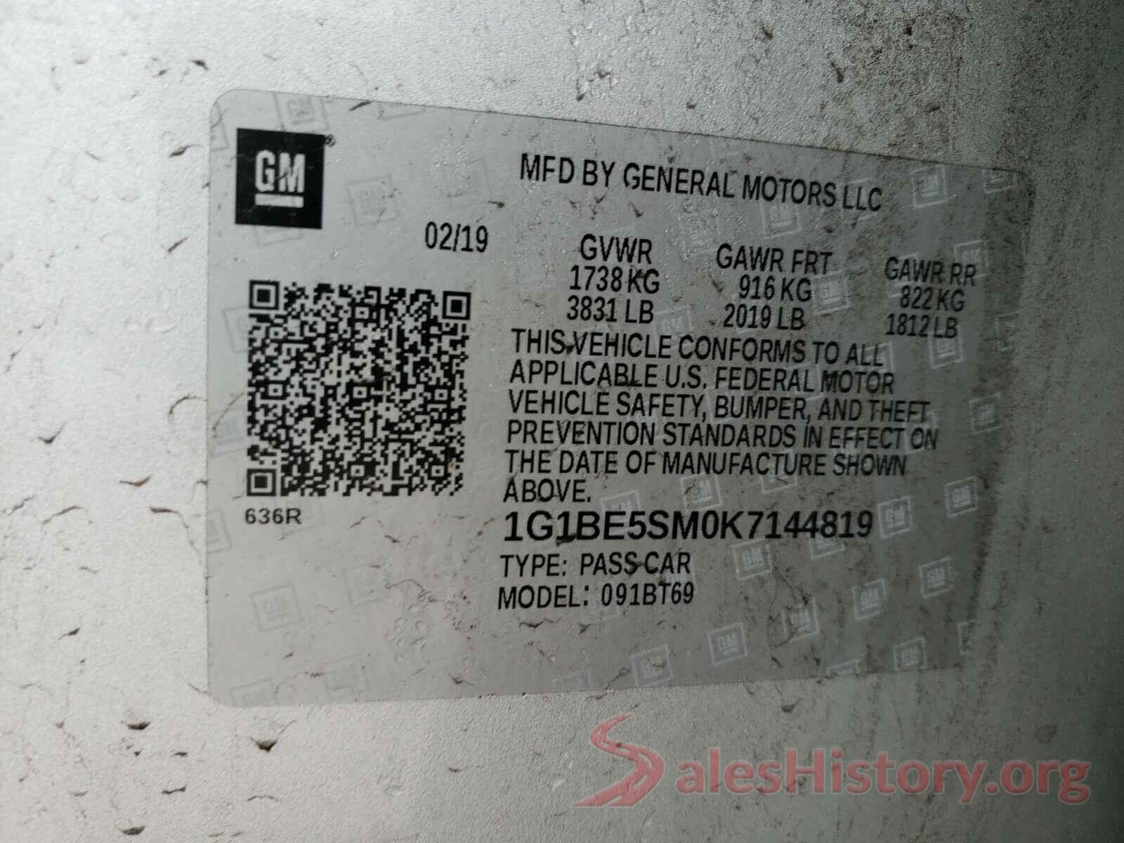 1G1BE5SM0K7144819 2019 CHEVROLET CRUZE