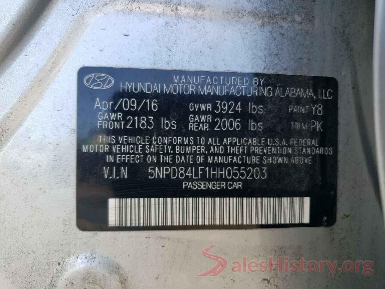 5NPD84LF1HH055203 2017 HYUNDAI ALL OTHER