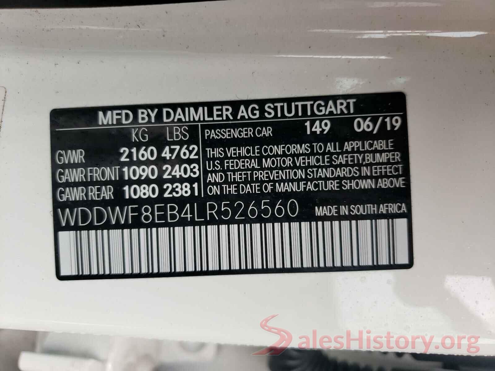 WDDWF8EB4LR526560 2020 MERCEDES-BENZ C CLASS